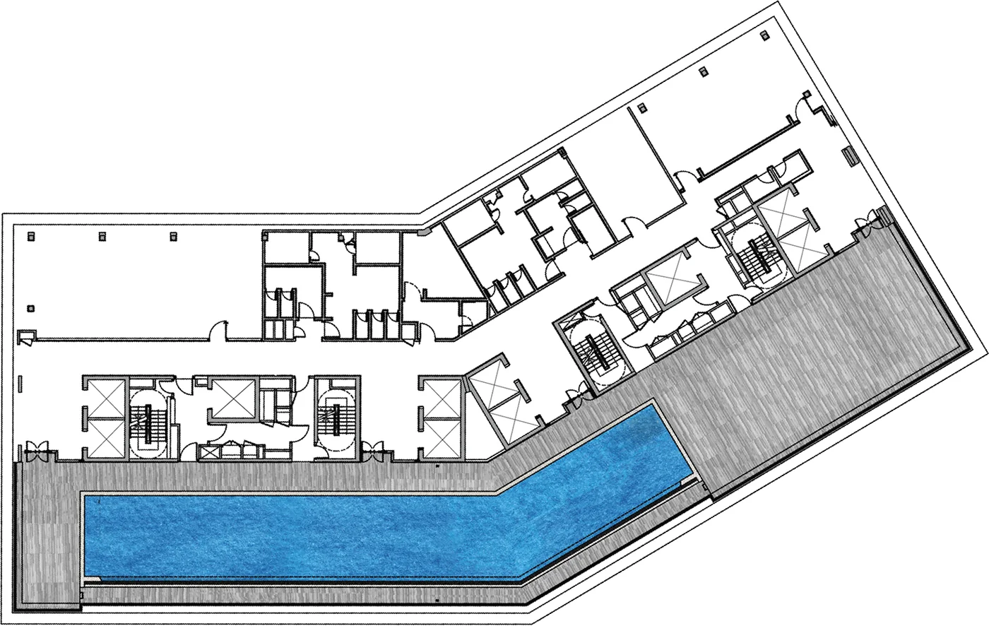 Landscape plan of the sky-level pool deck at Imperial Residences